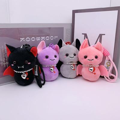14cm Vampire Bat Keychain Plush Toys Cute Bat Cameo Plush Pendant Witch Crystal Keychain Doll Car Bag Hanging for Halloween Gift