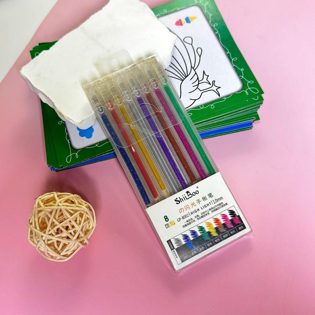 Fluorescent Glitter Gel Pen - Flowing Sand Pearlescent Colors for Students and Journals