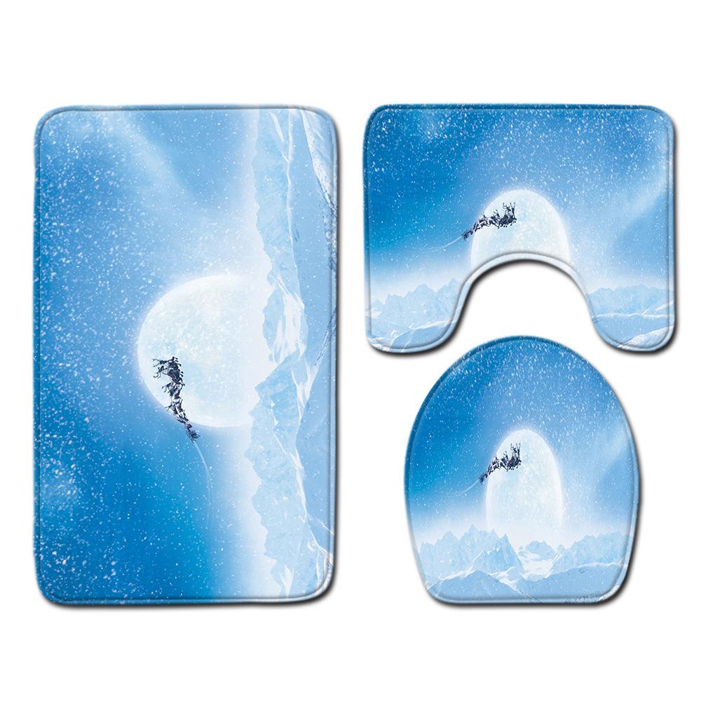 Christmas Bathroom Floor Mat Toilet Three-Piece Set