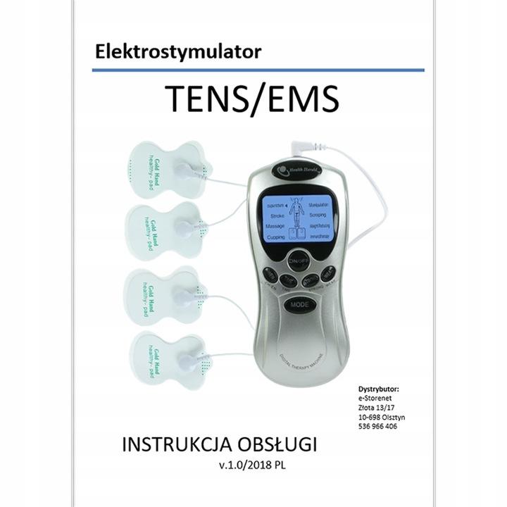Elektrostymulator Mięśni I Nerwów Tens Ems Zestaw Elektrody Pady 2 Kanały