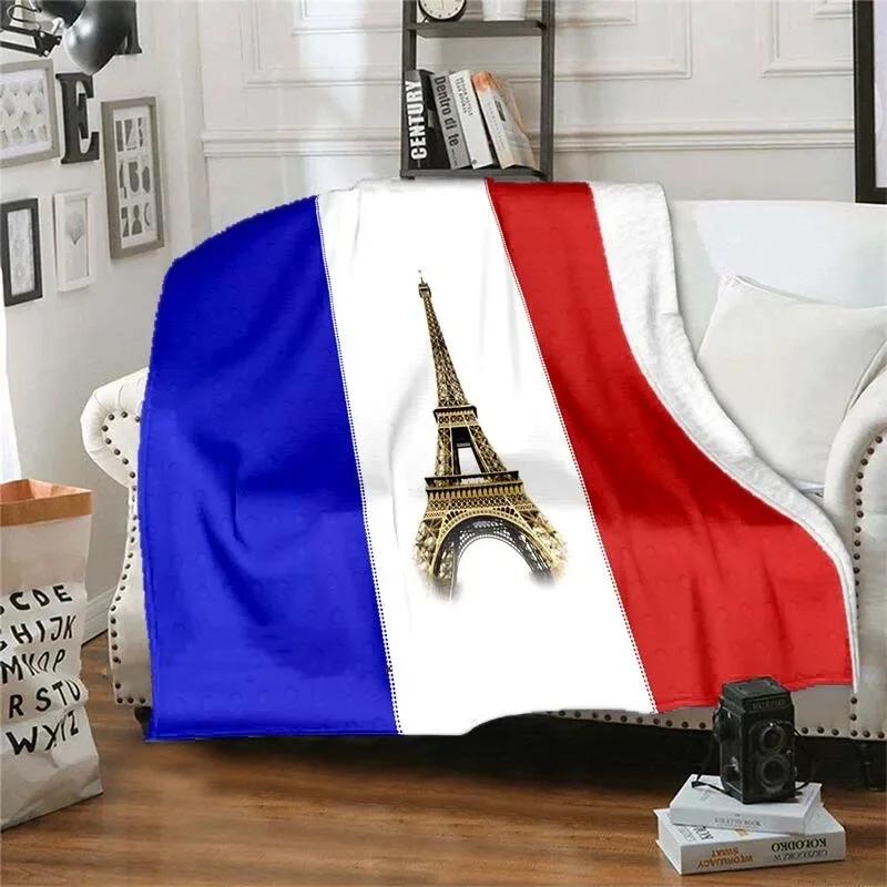 Eiffel Tower Retro Style Flannel Plush Throw Blanket Creative Soft Warm Lightweight Home Sofa Bed Decor Office Travel Gifts