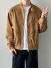 Retro Stand Collar Harrington Jacket for Couples – Solid Color, Loose Fit, Casual Bomber Style