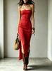 European and American I Pure Desire Wind Tube Top Long Dress, Skin-friendly Elastic Chest Wrap Split Hanging Dress Women's Clothing Women's Summer