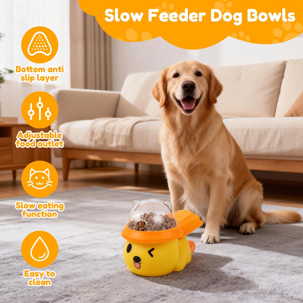 Interactive Pet Puzzle Feeder Dog and Cat Treat Dispenser Toy with Pedal and Adjustable Food Outlet Mental Stimulation Dog Toy