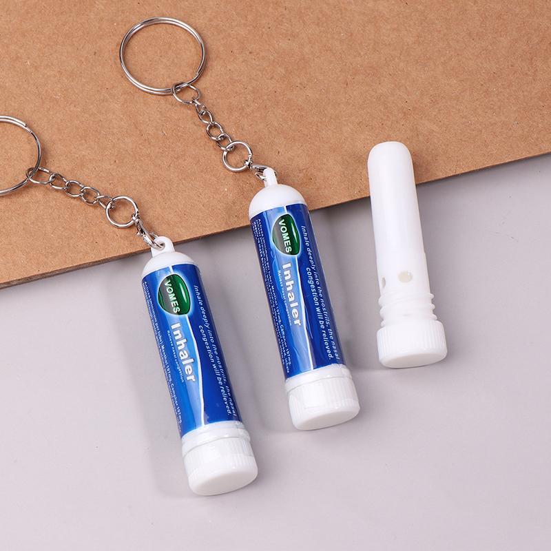 5Pcs Nasal Stick Keychain Boosts Focus Inhaler Tubes Cooling Essential Oil Nasal Inhaler Aromatherapy Energy Bar