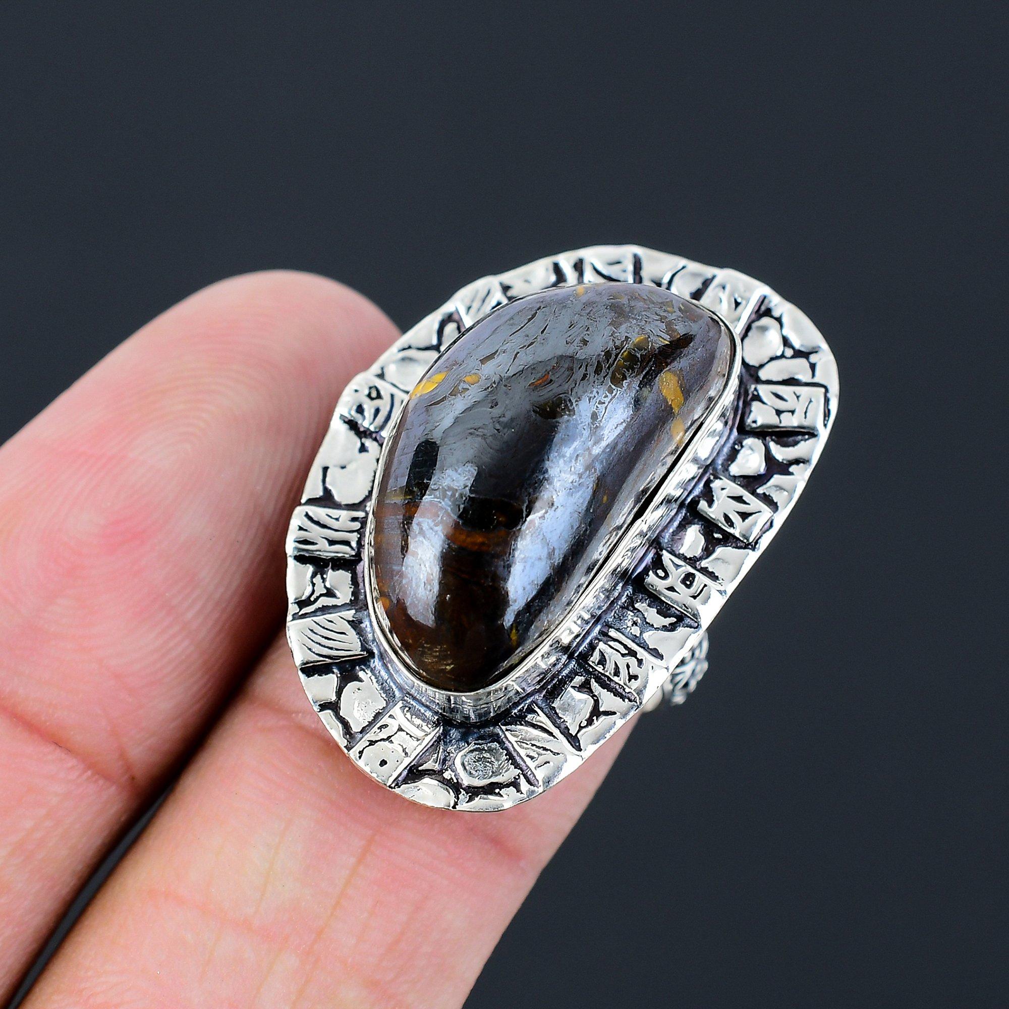 Easter Sale Sterling Silver Iron Iron Tiger Eye Gemstone New Ring Jewelry US 7.5 7.5