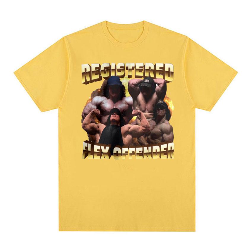 Registered Flex Offender Funny Gym Meme T Shirt Unisexs Bodybuilder Aesthetic Y2k Tshirt Unisex Harajuku Oversized Cotton Tshirts
