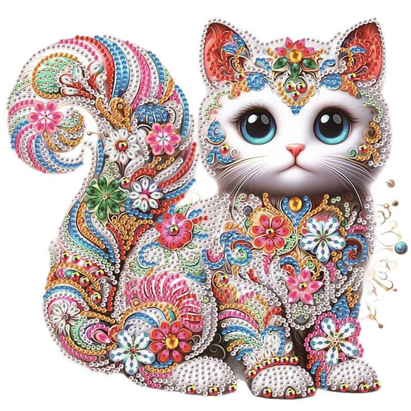 5D Diamond Painting Kit: Little Kitten DIY Rhinestone Sticker with Mixed-Shaped Diamonds