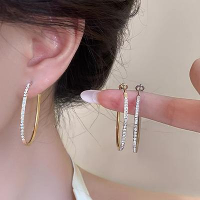 Simple Round Diamond-set Splicing Earrings Cold Wind Niche Earrings Fashion Temperament Exaggerated Earrings Women