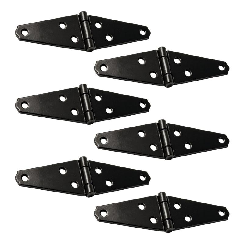 6Pcs Decorative Strap Hinge Black Shed Door Gate Hinges Heavy Duty Door Hinges with Screws for Fence Wood Gate Cabinet Door
