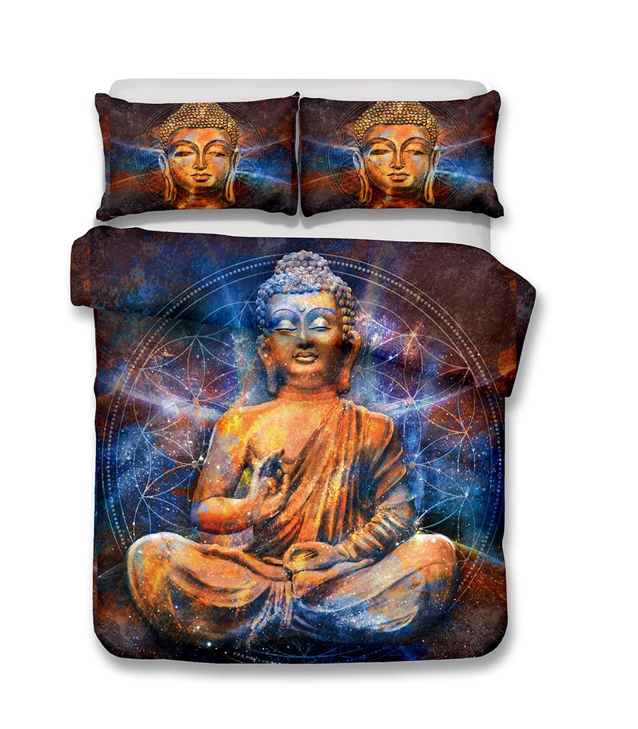 Buddha Duvet Cover Set Religion Mandala Style 3D Print Comforter Cover King Queen Size For Kids Teen Adult Polyester Bedding Set
