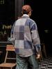 Fashion Long Sleeve Shirt Autumn Clothes Retro Switching Design Thick Patchwork Tweed Check Outerwear [CHANGE WELL] Men's Spring/Autumn/Winter