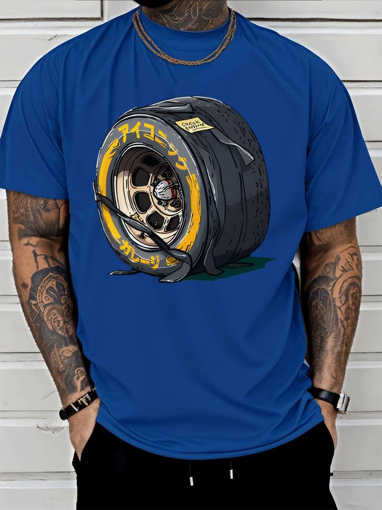 Unisex Short Sleeve T Shirt Racing Tire Wheel Graphic Tee Car Sport Print Tops Summer Soft Cotton Casual Street Wear For Adult Male