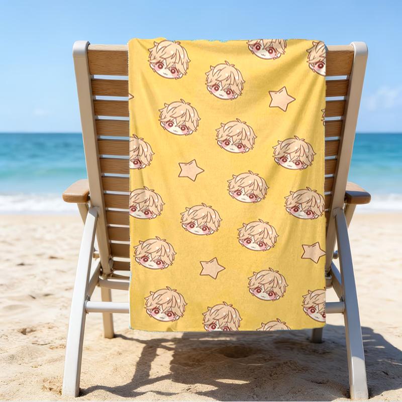 proof beach towel with a Tenma Tsukasa1 pattern - soft,absorbent,quick-drying,machine washable - perfect for swimming,camping,bathing