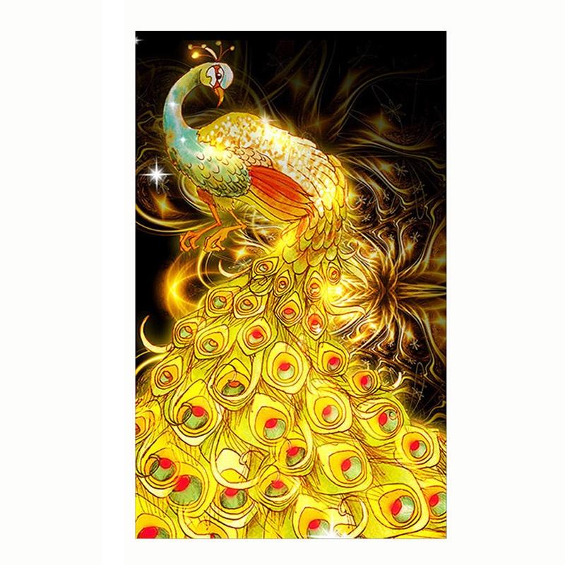 

Волк Сделай сам Павлин 5D Алмазная Живопись Вышивка Наборы для вышивания Домашний Арт Декор Gold Peacock,30X40cm