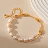 Double Layer Natural Freshwater Pearl Handmade Copper Chain Bracelet For Women