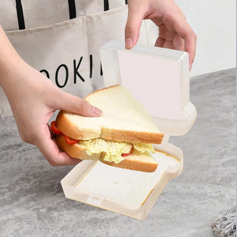 Toast Shaped Portable Lunch Box With Lid Toast Bread Sandwich Box Kitchen Outdoor Picnic Large-Capacity Bento Box
