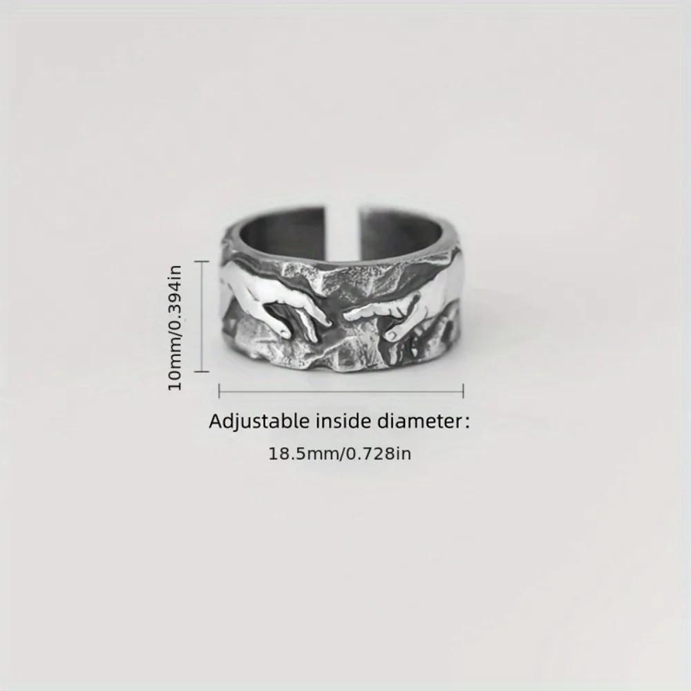 European American Style The Hand of God Mens Ring Vintage Art Painting Index Finger Ring for Men