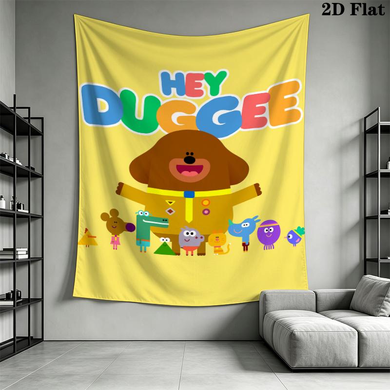 Hey Duggee Wall Tapestry Aesthetic Wall Hanging Printed Fabric Blanket Decorative Tapestries for Bedroom Living Room Home Decor