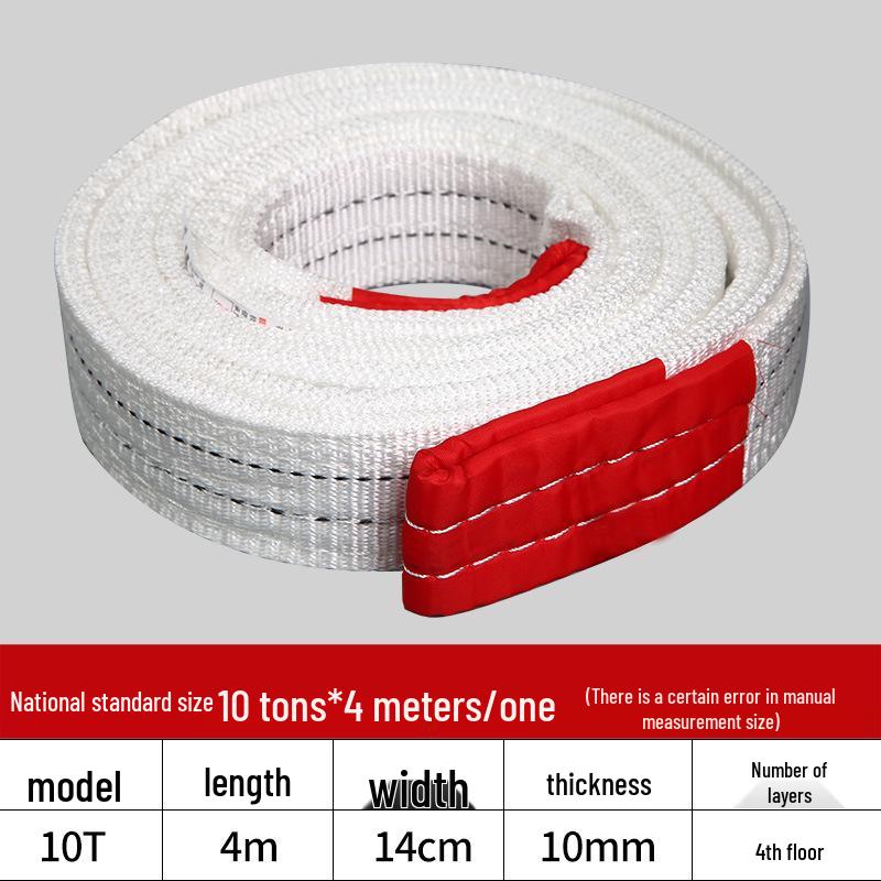 Przemysłowy Biały Płaski Pasowy Zawiesie Dźwigowe Holownicze, Zawiesie Do Podnoszenia o Udźwigu 2/3/5/10 Ton, Dostępne w Długościach 6/8 Metrów