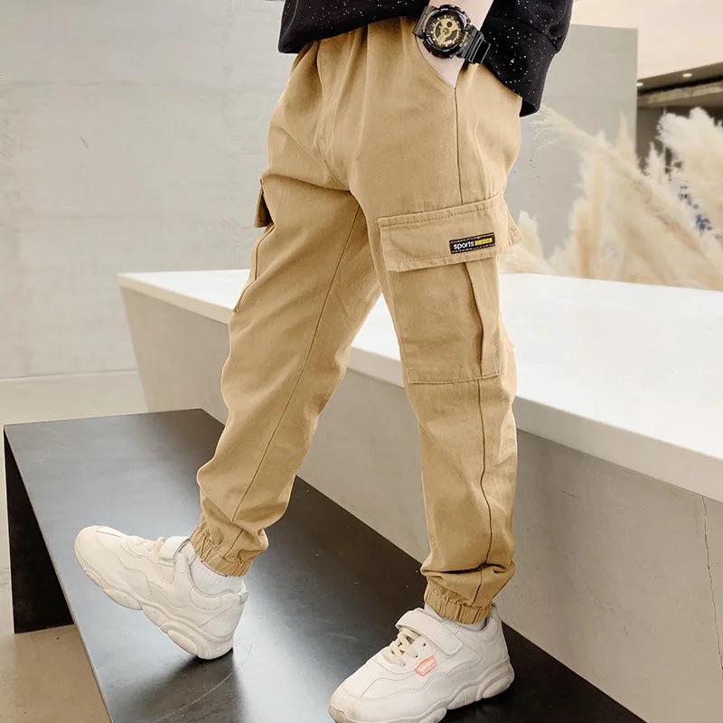 4-12 Years Spring Autumn Boys Pants Letter Casual Long Style Trousers for Kids 3 Color Teenage Children Sport Pants