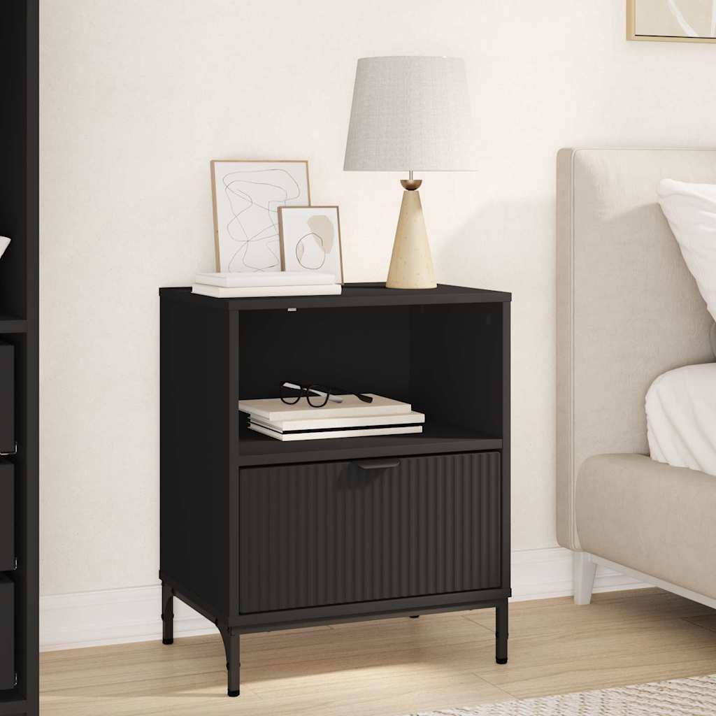 Nightstand with Drawers Black 49 X 36 X 61 Cm Engineered Wood