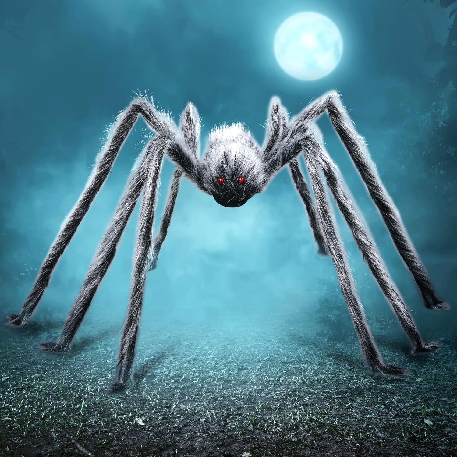 

Halloween Outdoor Decorations Giant Spider for Yard Lawn Garden Patio Scary Halloween Indoor Haunted House Prop Home Party Decor сірий колір