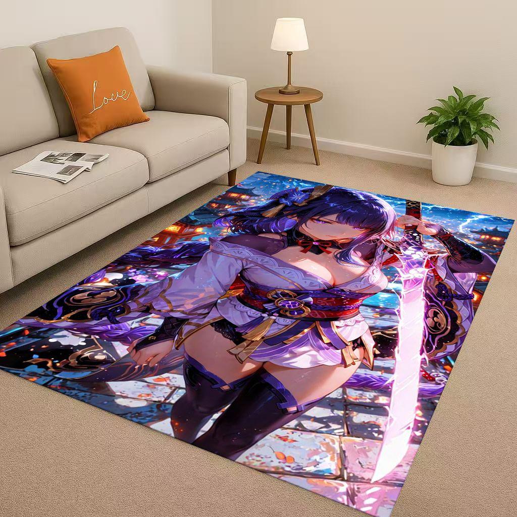 3D Genshin Impact Game Cartoon Living Room Non Slip Area Rug Soft Carpet for Bedroom Playroom Sofa,Easy Clean Home Decor Doormat