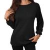 Women's Solid Color Crew Neck Loose Long Sleeve Patchwork T-shirt Top  Fall Winter New For Cross-border Trade