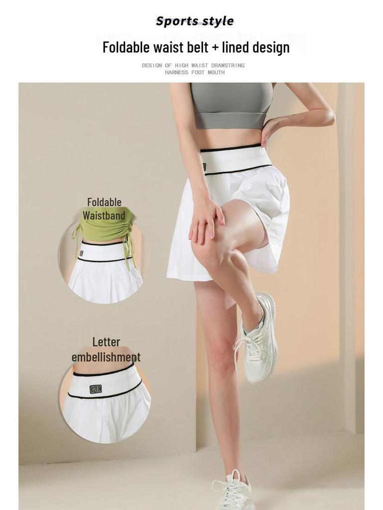 Women's High-Waist Quick-Dry Slimming Yoga Shorts - Loose Fit, Anti-Exposure, Faux Layer Fitness Pants