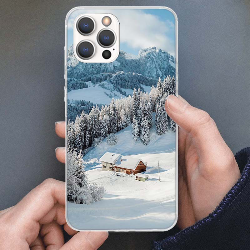 Winter White Snow Christmas Phone Case For Apple iPhone 16 15 14 13 12 11 Pro Max Mini XS XR X 7 Plus 8 + SE Soft Silicone Print