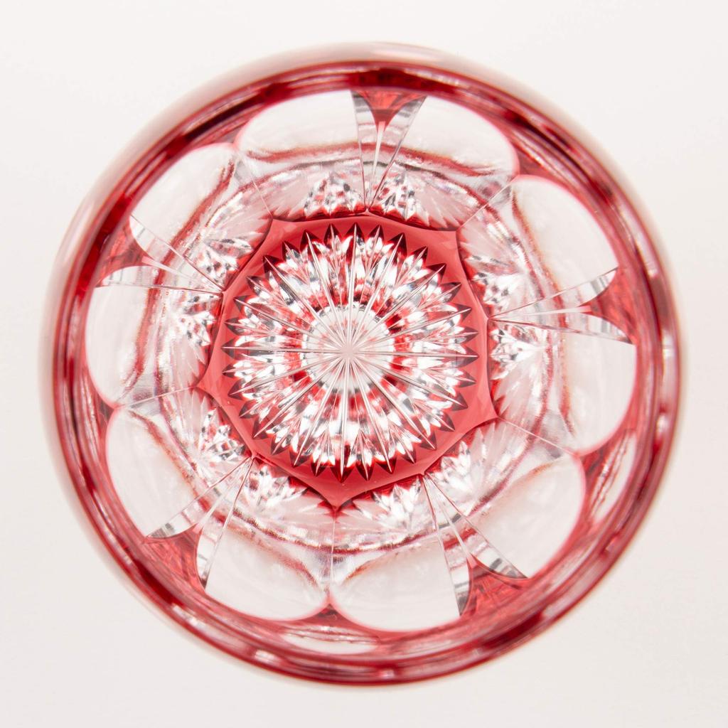 kagami crystal Cold Sake Cup Cherry Blossom Red 80cc Edo Kiriko Traditional Craftsman Satoshi Nabetani T535-2683CAU
