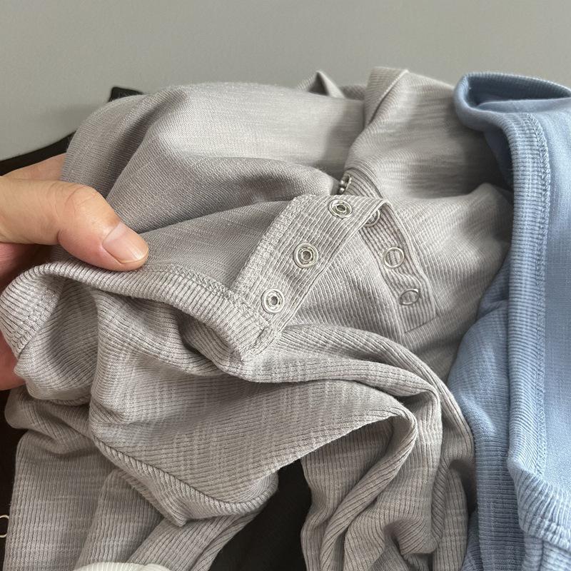 Sonbahar için Şık ve Rahat Çizgili Yuvarlak Yaka Uzun Kollu Kadın Tişörtü