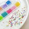 12 fack/låda godisfärgade nagelkonstpärlor, makaronkaviarpärlor 3D stålkulor för nageldesigndekoration