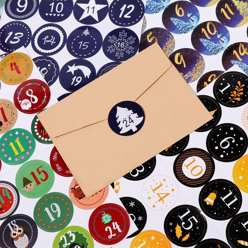 Merry Christmas Gift Stickers Advent Calendar Number Paper Stickers Multi-Function DIY Gift Packaging Labels Decor