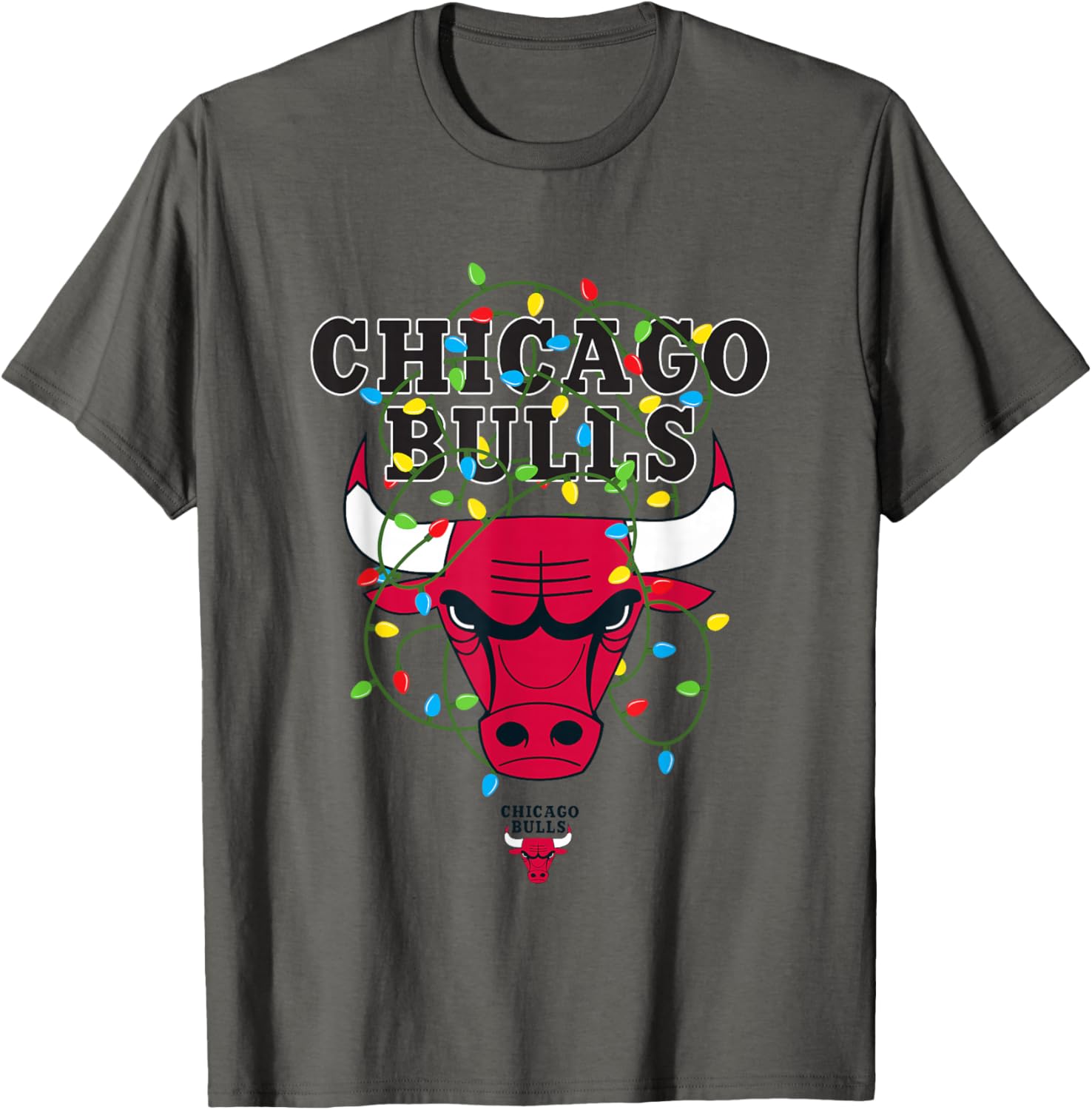 NBA Chicago Bulls Christmas Lights Holiday Logo T-Shirt S