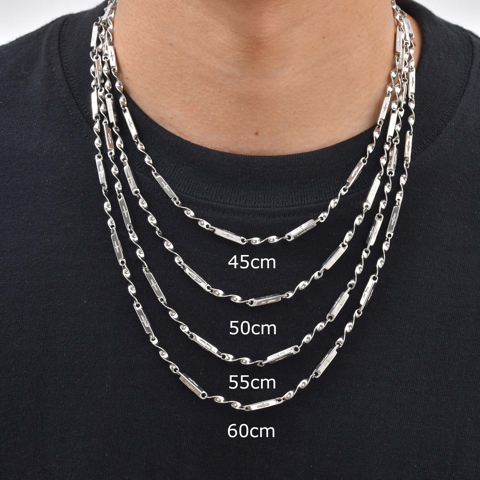 

Vnox Stainless Steel Mobius Bamboo Chain Necklace for Men, Tube Chain 45 50 55 60cm, Minimalist Jewelry Gifts for Father Son Dad 45cm