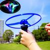 Outdoor Toys LED Light Propeller Helicopter Toys Pull String Flying UFO LED Flying UFO Spinning Top