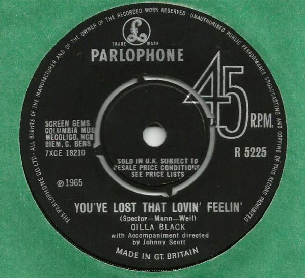 7inch Record CILLA BLACK  Youve Lost That Lovin Feelin R5225 PARLOPHONE 1965 UK Pop Used