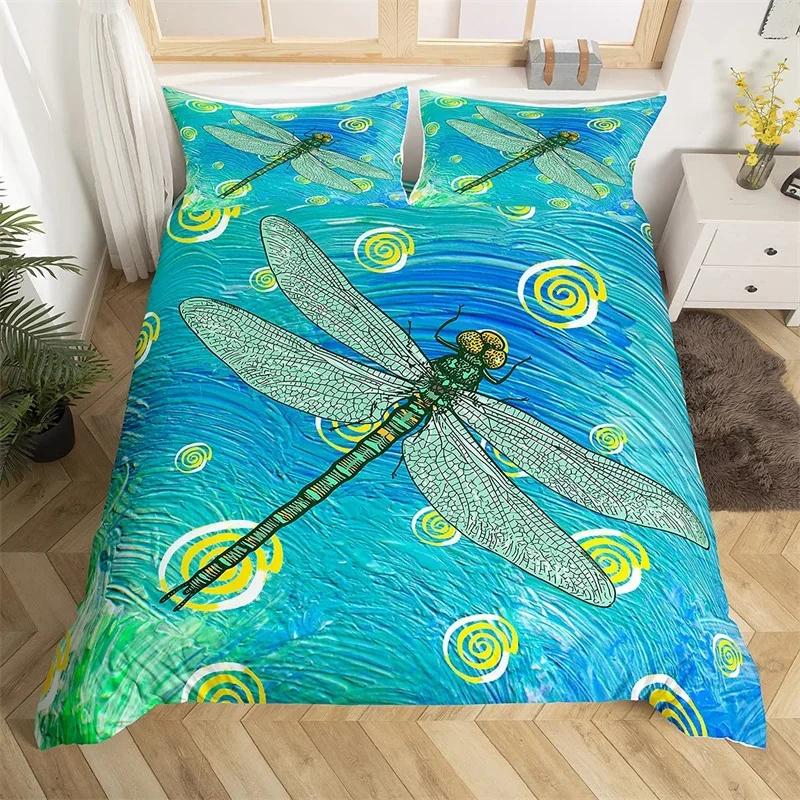 Comforter Dragonfly Single Twin King Girls Dandelion Bedding Set Butterflies Botanical Floral Comforter For Women Room