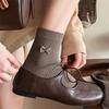 Herbst- und Wintersocken, Cartoon-bestickte reine Baumwoll-Mittelwadensocken, vielseitige Damensocken im Schulstil