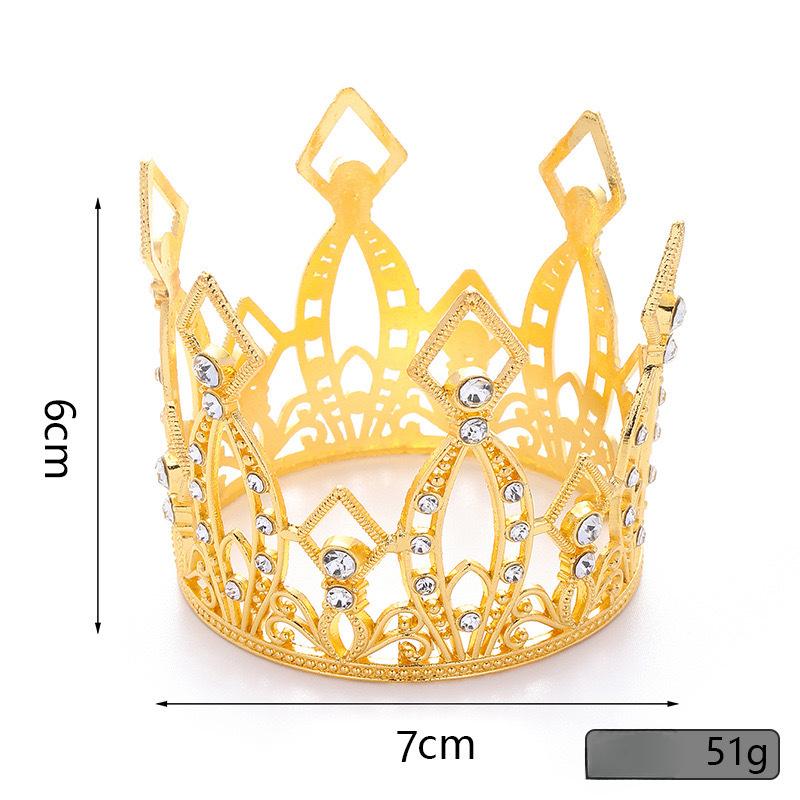 Barokowa Korona Taneczna, Dekoracja Tortu Urodzinowego Dziecięca Stopowa Okrągła, Złota i Srebrna Tiara