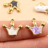 3 Styles DIY Heart Crown Enamel Charms: Stainless Steel Drip Oil Gold Pendants