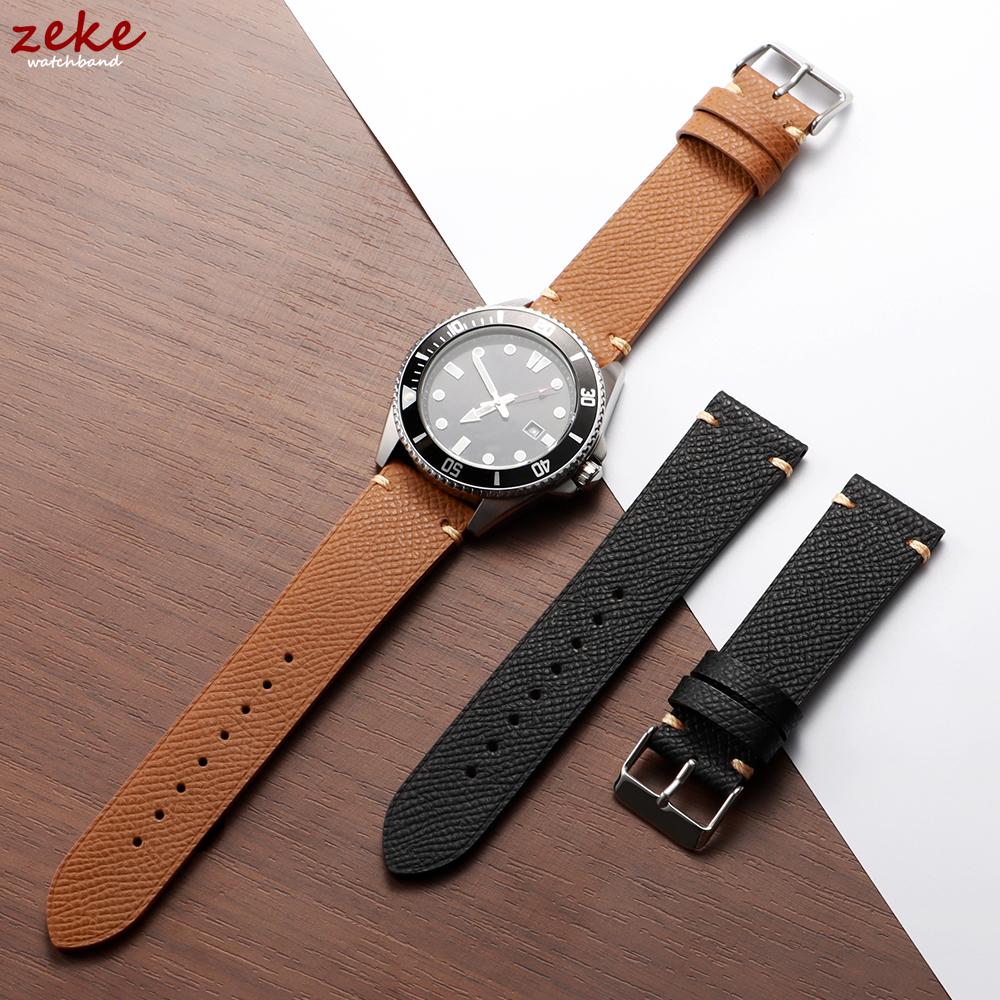 Premium Handmade Genuine Leather Strap Soft Palm Grain Cowhide Watch Band 18/19/20/22mm Black Grey Brown Bracelet belt for Seiko