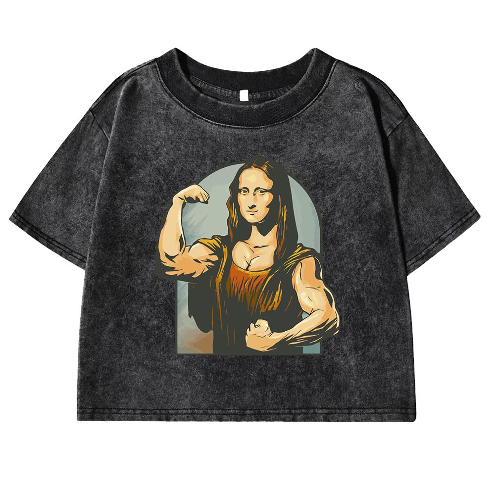

Playing Pranks On Mona Lisa Fitness Printed T-Shirts Female Retro Cotton T-Shirt Summer Slim Clothing Cool Sport Tee Tops 3XL