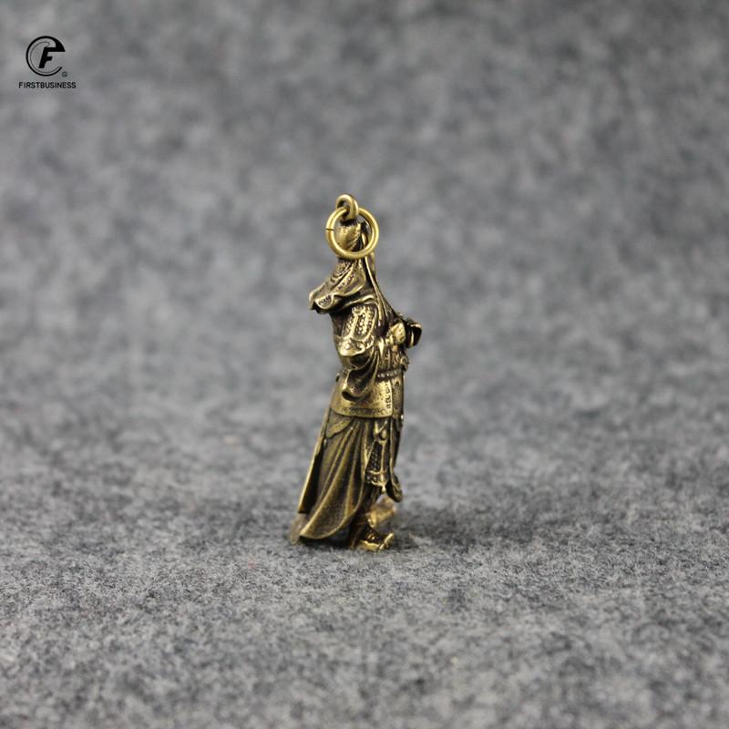 Copper Guan Gong Small Statue Ornaments Home Decoration Accesories Chinese God of Wealth Feng Shui Figurines Key Chains Pendants
