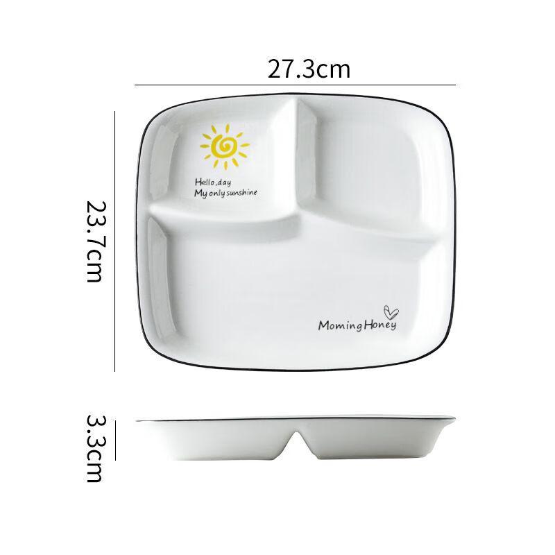 Ceramic 3-Compartment Divided Dining Plate