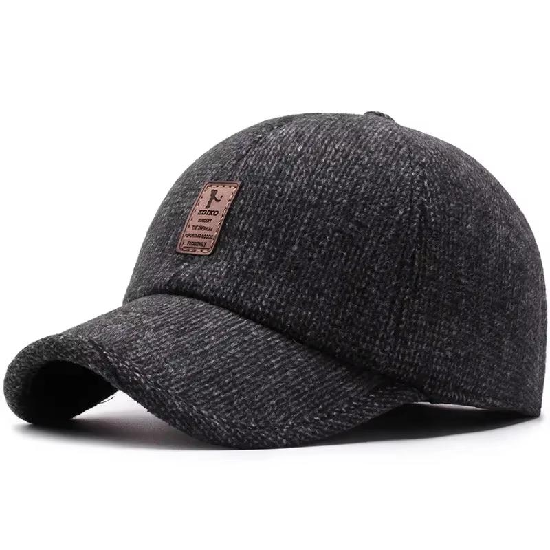 Retro Wool Winter Hats For Men Ear Cover Cap Sport Golf Baseball Caps Snap Back Women Casquette Dad Hat Caps Earflaps Hats