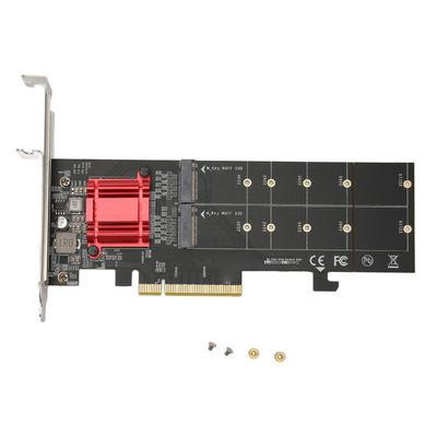 Dual M.2 PCIe NVMe Adapter with PCIe Bifurcation Function SSD To PCIE 3.1 X8 X16 Support NVMe SSD