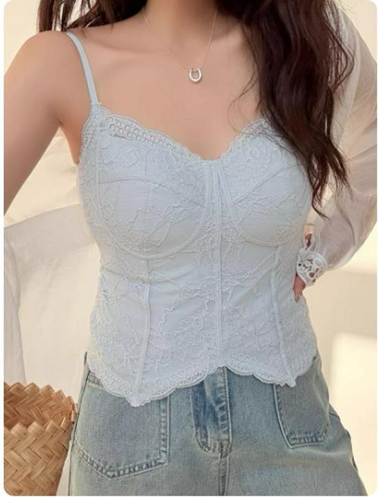 Women s Slim-Fit Lace French Spaghetti Strap Fishbone Vest
